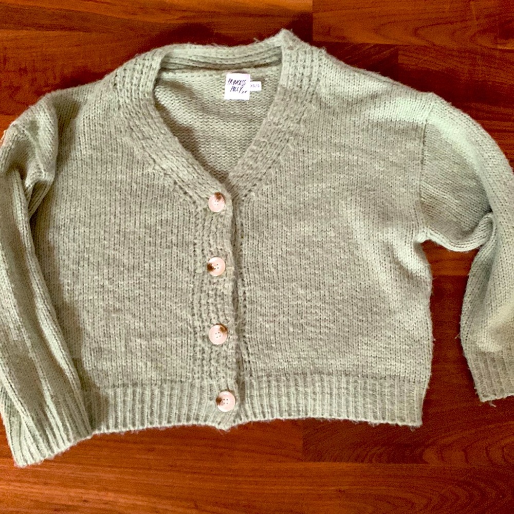Like New Princess Poly sweater green button up xs s